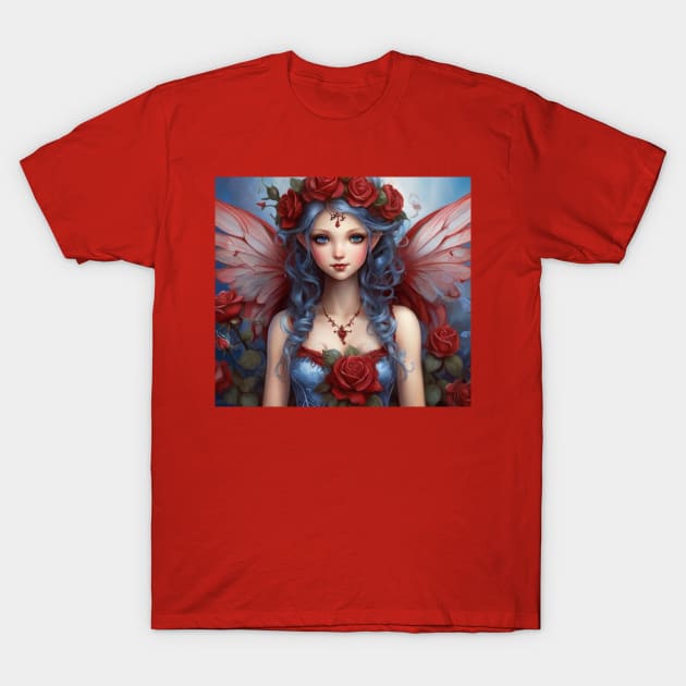 Valentine Fairy with Red Roses and Wings T-Shirt by susiesue